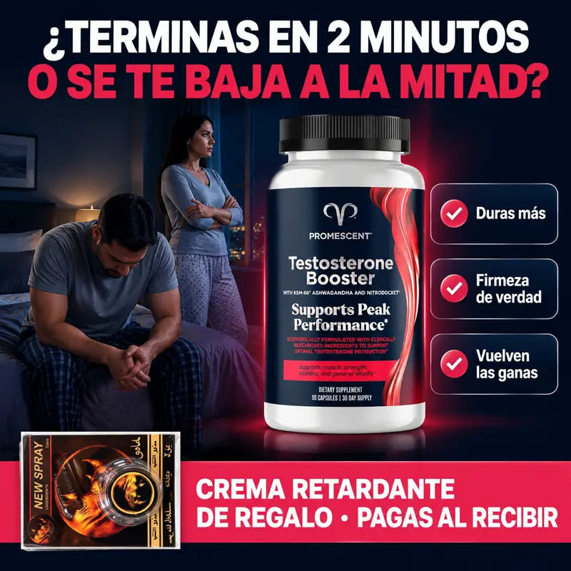 ¿Terminas en 2 minutos o se te baja a la mitad? Testosterone Booster con crema retardante de regalo
